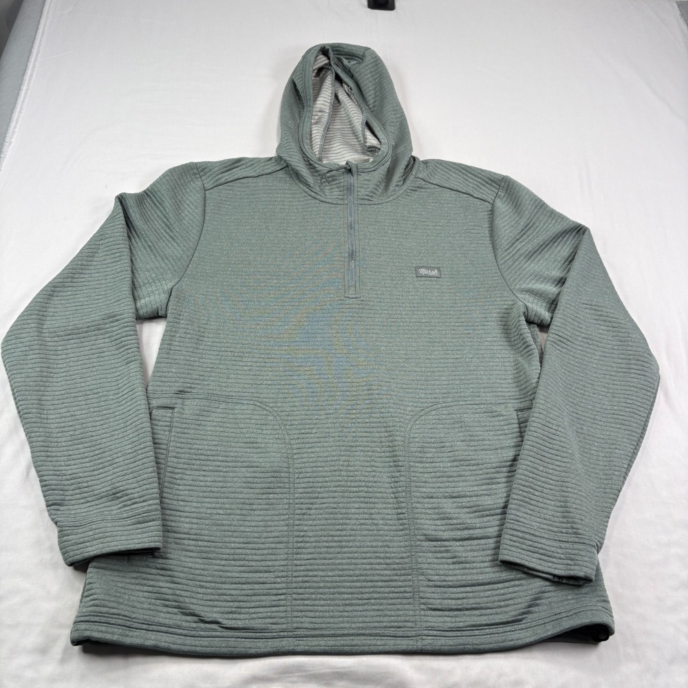 Marsh Wear Hoodie Mens XL Gray Sullivan Tech Performance Ribbed Stretch Pullover